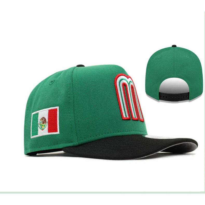 Mũ Snapback Er1a Phong Cách México, Đen Nâu, In Cờ Mexico, Dáng A-Frame, Thích Hợp Mặc Ngoài Trời