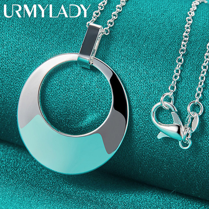 URMYLADY Bạc 925 Tròn Rỗng 16-30 Inch Mặt Dây Chuyền Vòng Cổ Nữ Trang Sức Cưới