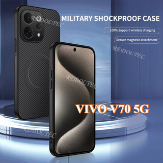 VIVO V70 5G Da Chống Sốc Họa Tiết Sợi Carbon Vỏ Từ Tính VIVOV70 Sạc Không Dây Ốp lưng