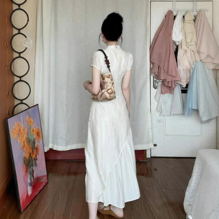 Váy Liền Sườn Xám Kiểu Trung Hoa Phong Cách Dịu Dàng Kiểu Pháp, Váy Thanh Lịch Cho Nữ mùa Hè