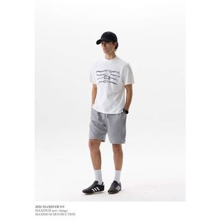 Áo thun cotton hạng nặng phong cách đường phố Mỹ