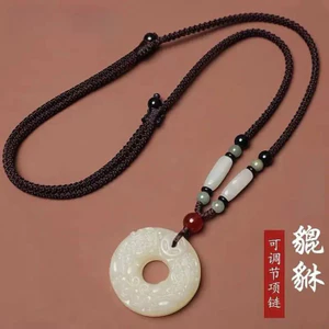 Dây chuyền ngọc bích Pixiu Dây chuyền may mắn và an lành Dây chuyền đôi có thể điều chỉnh dài phù hợp cho cả nam và nữ