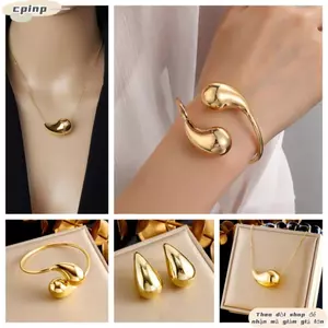 Vòng cổ và bộ trang sức nữ đẹp, gồm vòng tay và bông tai thép không gỉ thiết kế sáng tạo