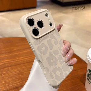 Ốp Silicon Lỏng Da Báo Mới Bảo Vệ Nút Camera Toàn Diện Cho iPhone 17 16 15 14 13 12 Pro Max