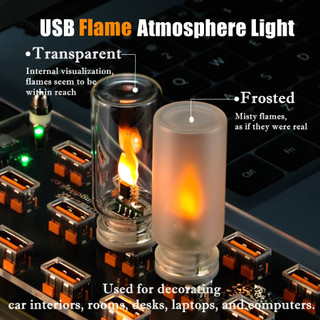 Đèn LED USB Nhấp Nháy Nến 5V Ngọn Lửa Đèn Ngủ Mờ Kính Trong Suốt Trang Trí Điều Khiển Cảm Ứng Chiếu Sáng Tâm Trạng Cho Xe Ô Tô Đèn Gia Đình