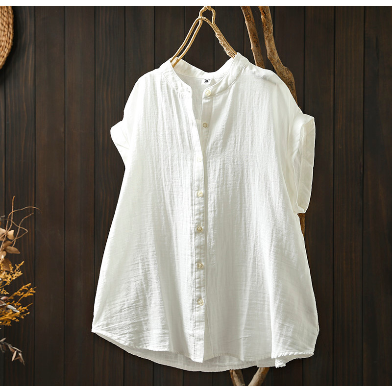 Áo sơ mi nữ chất liệu cotton cao cấp, dáng rộng/skinny, đa năng cho mùa hè