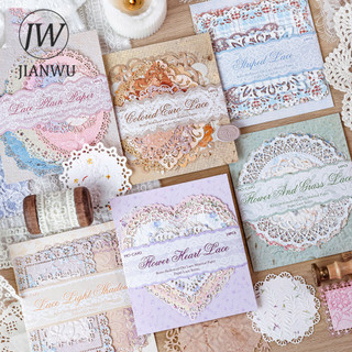 JIANWU Giấy Ren Series Vintage Biên Giới Hoa Cứu Trợ Phong Cảnh Cắt Băng Chất Liệu Giấy Sáng Tạo DIY Rác Tạp Chí Văn Phòng Phẩm