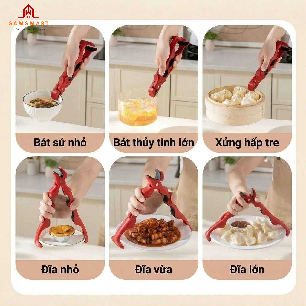 Kẹp Gắp Bát Đĩa Chống Bỏng Đa Năng – 3 Trong 1, Dụng Cụ Nhà Bếp Tiện Dụng, Bền Bỉ