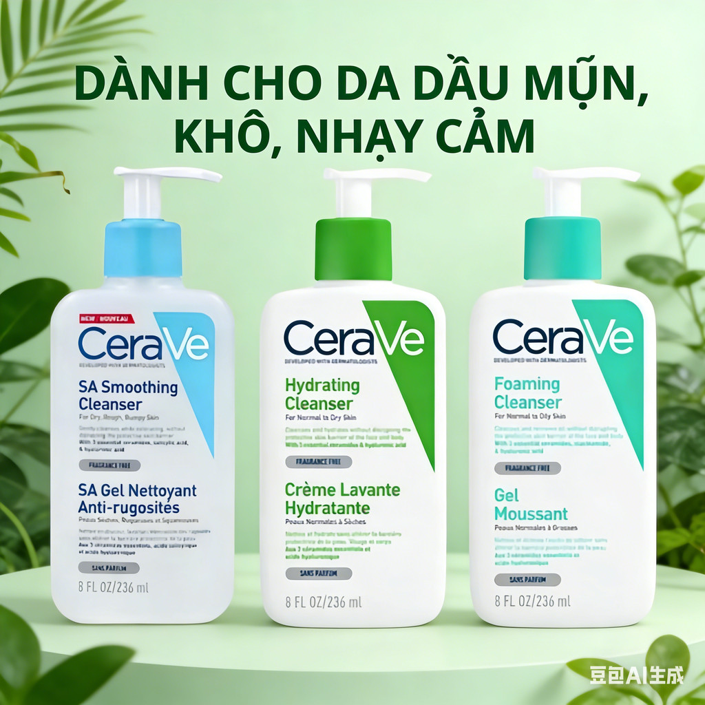 Sữa Rửa Mặt Cerave Cho Da Dầu, Da Khô, Da Nhạy Cảm | BigBuy360 - bigbuy360.vn