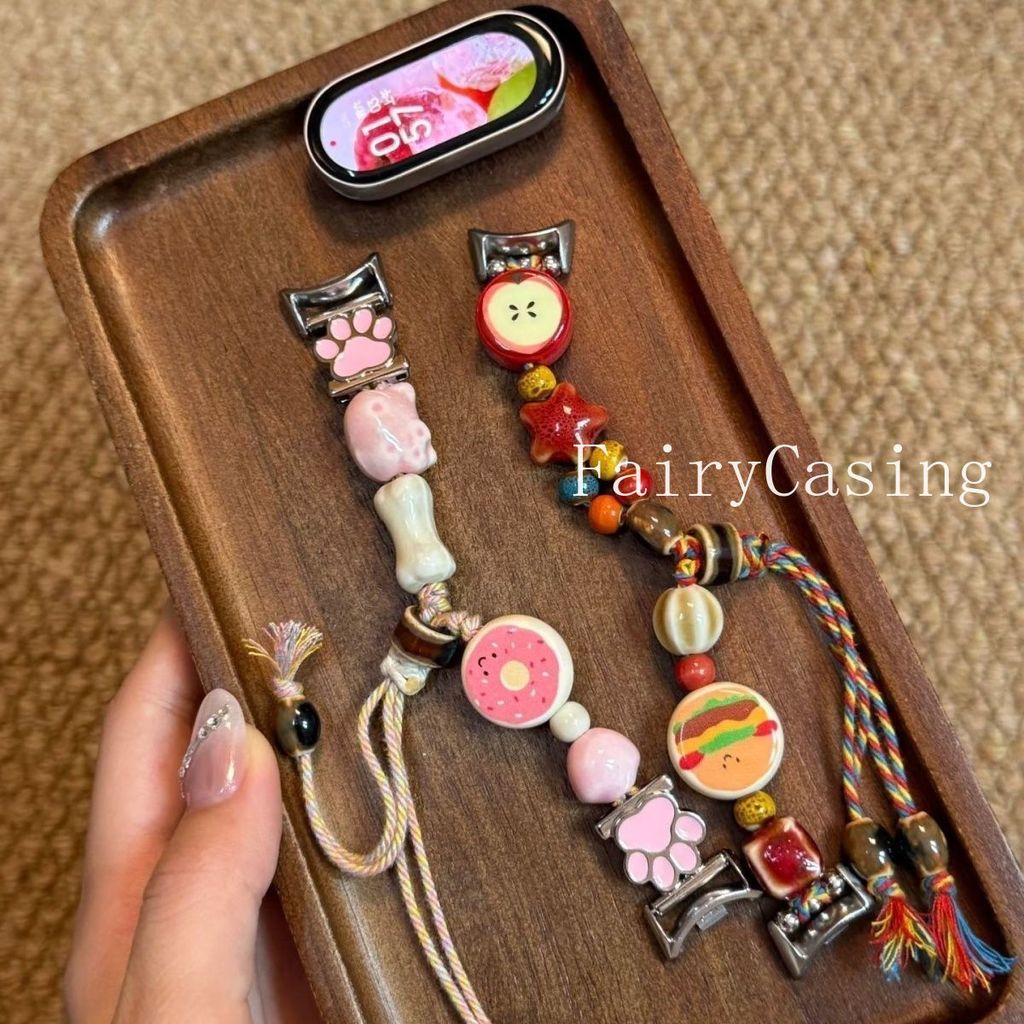 Dệt Hạt Gốm Dây Đeo Cho Apple Watch Series 11 10 9 8 7 6 5 40 41 38 42 44 45 46mm Vòng Tay Cho iWatch 10 9 8 7 6