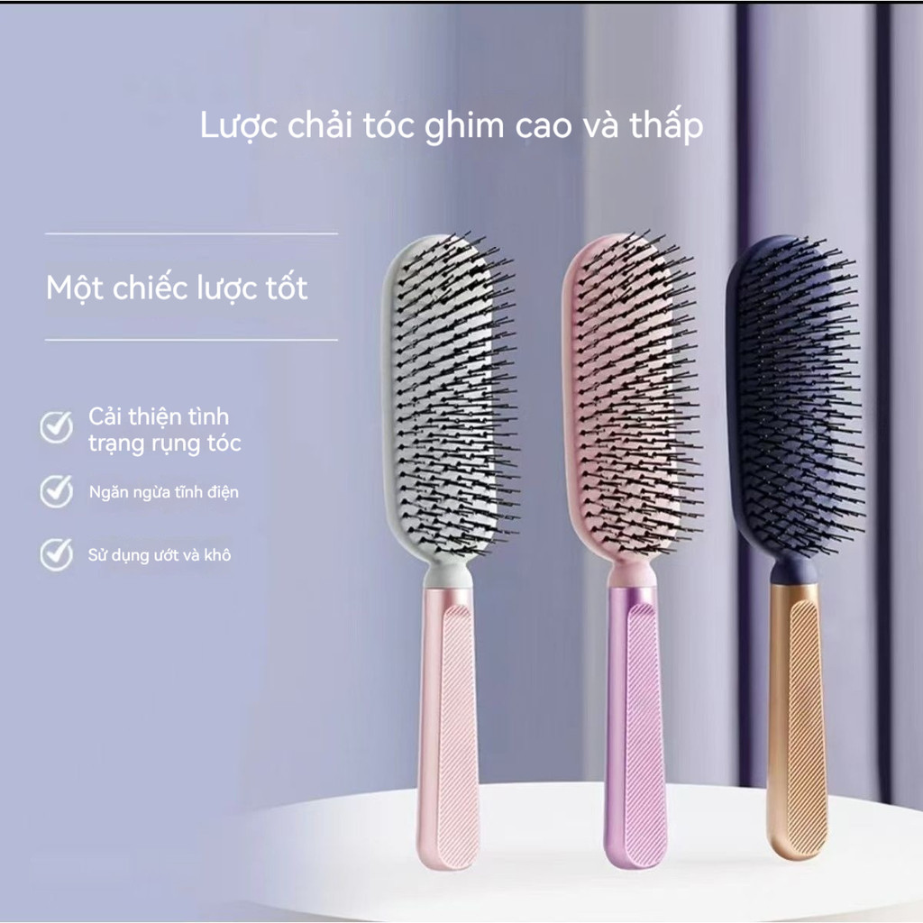 [2026 MỚI ] Lược Massage da đầu sức khỏe Detangling Static Volumizing Brush Wet Dry Use