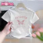 Áo thun cổ tròn in họa tiết nơ in họa tiết thời trang dành cho bé gái