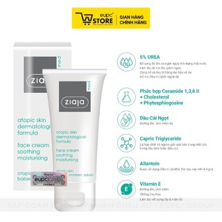 Combo Kem Dịu Nhẹ, Dưỡng Ẩm 5% Urê Ziaja Med 50ml Và Nhũ Tương Mượt Da Toàn Thân 1% Urê Ziaja Med 400ml