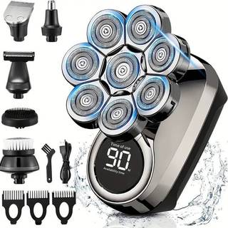 Máy cạo râu 9D đầu hói cho nam, sạc lại, IPX7 chống nước, màn hình LED, đầu dao quay, nam