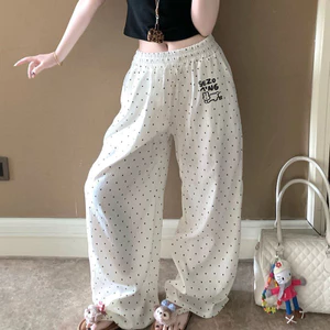 Đi Bộ Quần Cong Pyjama Quần Nữ Mỏng Phong Cách Mây Cotton Quần Ống Thẳng Có Thể Mặc Bên Ngoài Nhà