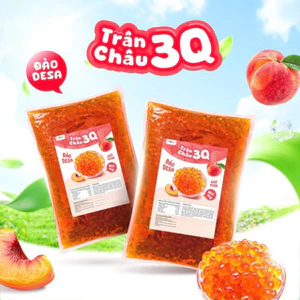 Trân Châu 3Q Desa Vị Đào Túi 1KG, Topping Giòn Sần Sật, Thơm Ngon Cho Đồ Uống