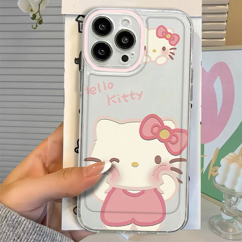 Ốp lưng iPhone trong suốt họa tiết tinh tế với Hello Cat IP 7/8/X/XS/11/12/13/14/15/16/17/Plus/Pro/Max/Air