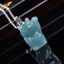 Mặt dây chuyền mèo may mắn ngọc bích nữ - Ngọc nước xanh Maneki-Neko - Dây chuyền bạc dát hợp kim