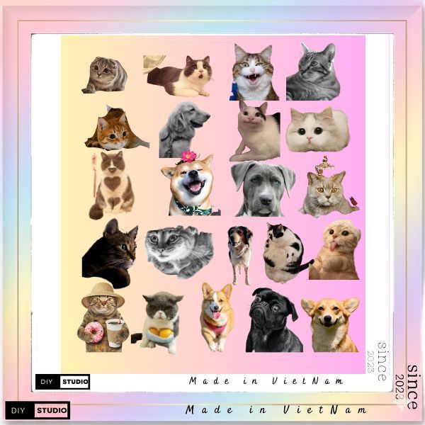 100 sticker chó mèo meme vui nhộn trang trí ly nước laptop vali mẫu mới cập nhật 2026