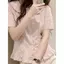 Áo sơ mi ngắn tay nữ phiên bản Hàn Quốc, cổ búp bê màu hồng, cảm giác mát mẻ
