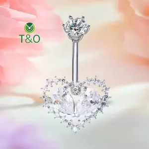 Nhẫn Nút Bụng Trái Tim Đơn Giản Nhẫn Sáng Bóng Zircon Rốn Xuyên Barbell Dành Cho Nữ Nhẫn Bụng Thời Trang Đi Biển Trang Sức Cơ Thể Quà Tặng [Mới]