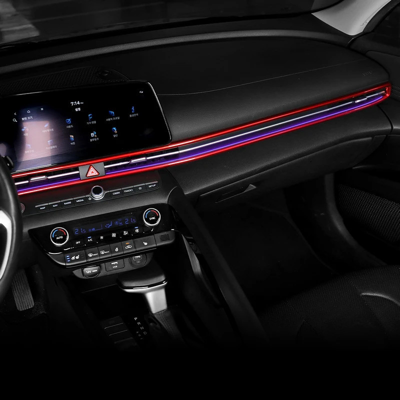 Bảng Điều Khiển Màu Đỏ Giữa Điều Hòa Thông Hơi Bao Viền Nội Thất Ô Tô Cho Xe Hyundai Elantra CN7 / CN7 N Line 2021-2025 Phụ Kiện