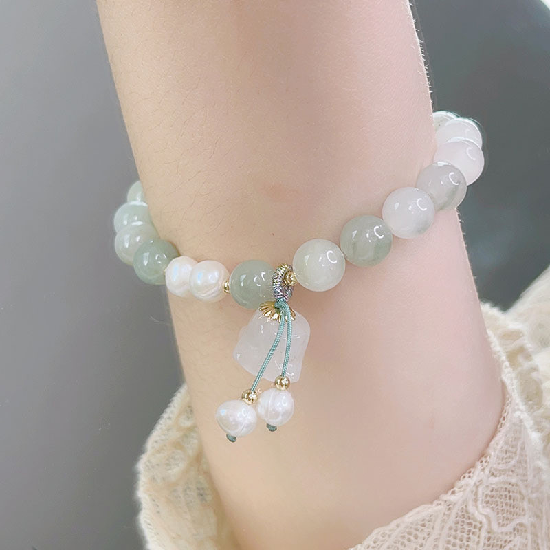 Vòng tay Chalcedony tự nhiên Chuông gió Trung Quốc