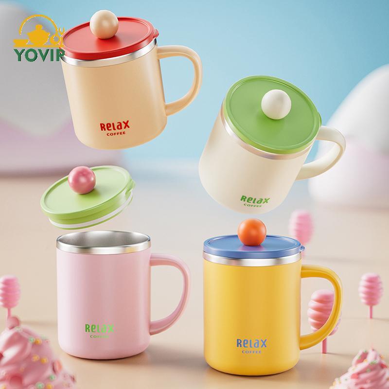 YOVIP 400ML cốc giữ nhiệt inox 304 hai lớp cách nhiệt, kín, di động cho văn phòng, sữa, cà phê, sinh viên