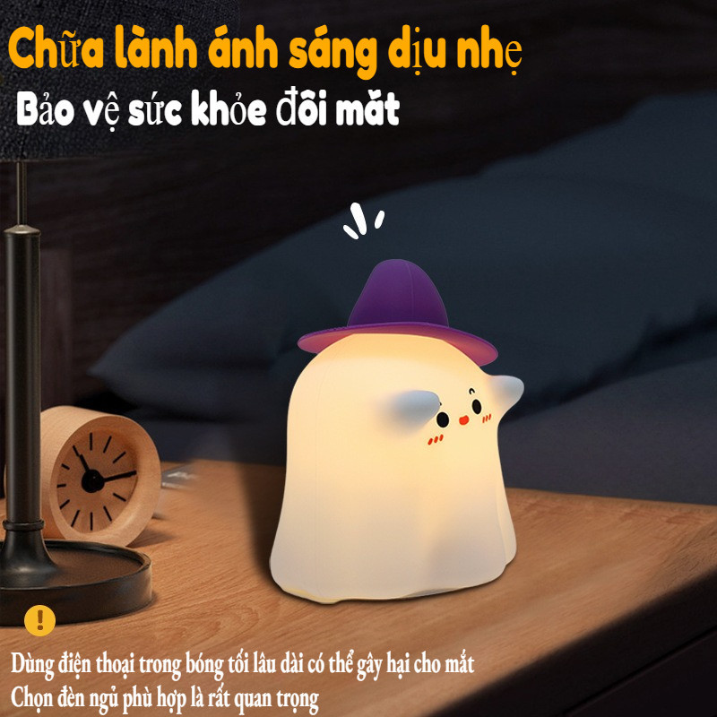 Đèn Ngủ Silicon Hình Pháp Sư - Cảm ứng, Sạc USB, 3 Mức Sáng, 7 Màu, Hẹn Giờ, Quà Tặng Sinh Nhật