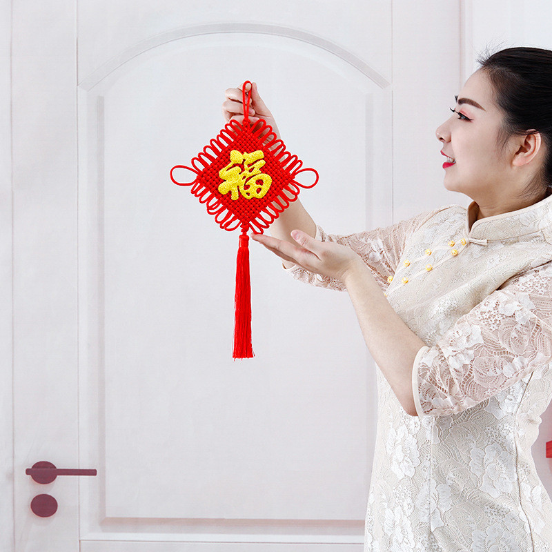 Handmade Đỏ Trung Quốc Nút Thắt Mặt Dây Chuyền Kích Thước Nhỏ Phòng Khách Kích Thước Lớn Nút An Toàn Đồng Tâm Nút Trang Trí Nội Thất Mới