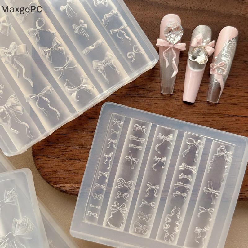 khuôn silicon nail Bowknot khuôn cho móng tay nghệ thuật dập stencils UV Gel đánh bóng thiết kế trang trí nội thất