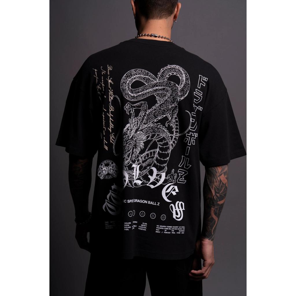 Darcsport Áo thun nam bằng cotton chất lượng cao, thiết kế full lưng hình đầu rồng thần thoại, phù hợp thể dục