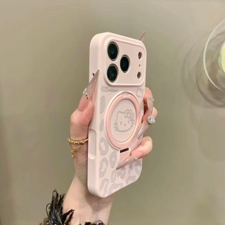 Ốp điện thoại di động có giá đỡ từ tính bằng silicon dễ thương Leopard KT Thích hợp cho iPhone17 16 15 14 13 12 11 Pro Max Bảo vệ Camera chống sốc Vỏ mềm chống rơi