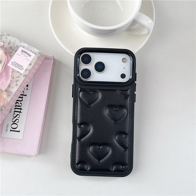 IPhone 17 Pro Max 16 pro max Dập họa tiết tình yêu Vỏ điện thoại chất liệu PU