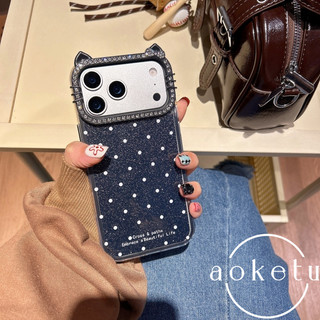 Tối Giản Sóng Lấp Lánh Bột Sang Trọng Tai Mèo Nước Kim Cương 2 Trong 1 Ốp Lưng 17 Thích Hợp Cho iPhone 17 Pro Max Apple 17 Pro Túi Khí Chống Rơi Vỏ Điện Thoại Vỏ Bảo Vệ