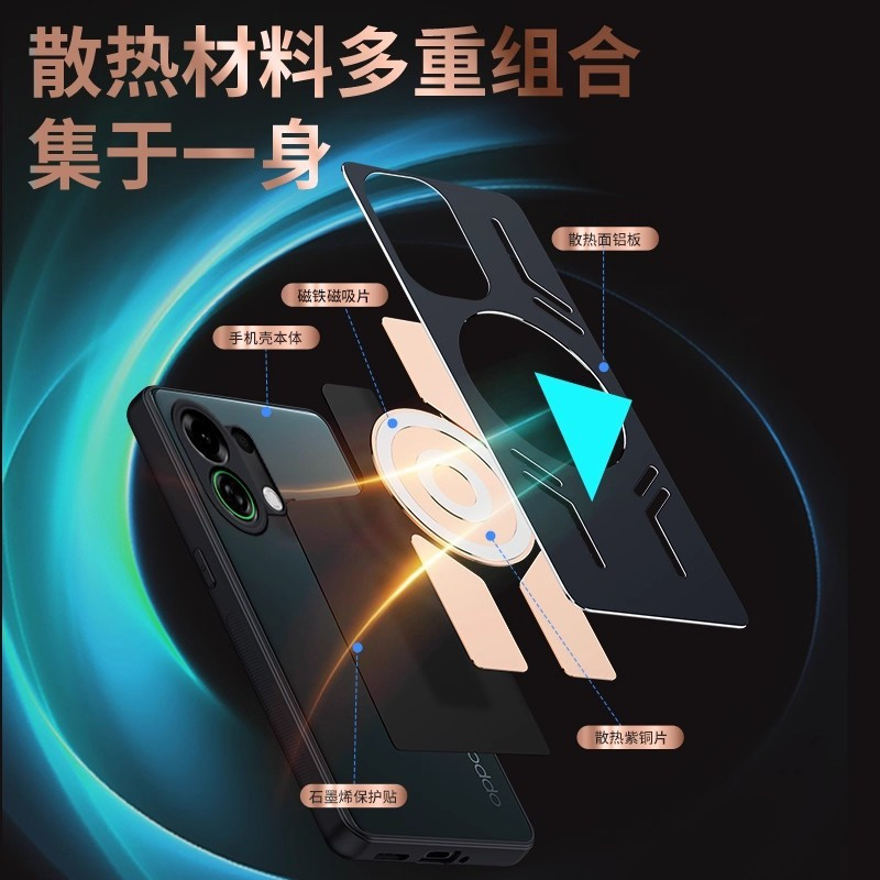 Ốp Tản Nhiệt Kim Loại Cho OPPO K13 Turbo Pro 5G Vỏ Chống Sốc Đồng Đỏ Graphene Tản Nhiệt Silicon Làm Mát Từ Tính Vỏ Điện Thoại