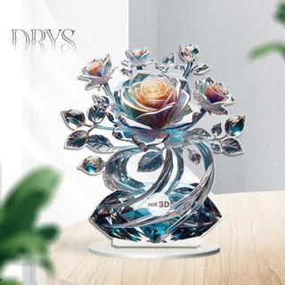 Acrylic 2D Pha Lê Lily Hoa Hồng Trang Trí Bàn, thích hợp cho cafe, trưng bày, khách, văn phòng, quà tặng mới