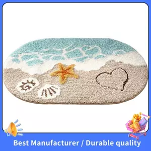 Thảm tắm Bãi biển Thảm phòng tắm Vỏ sò ven biển Sóng sao biển ngộ nghĩnh Cực mềm Tufted Nhanh khô (16 X 24inch)
