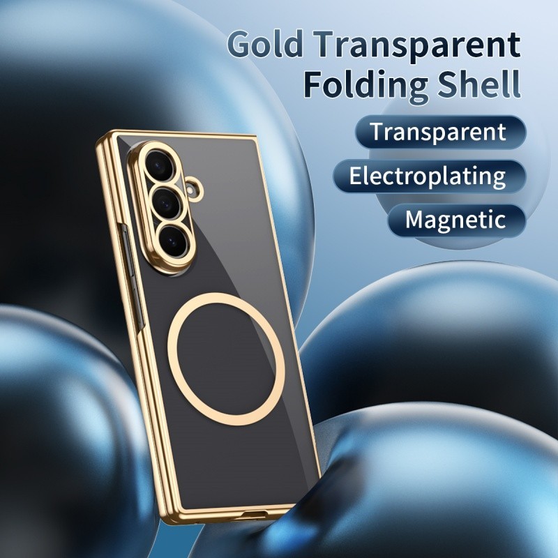 Ốp lưng từ tính Mimi Slim cho Samsung Galaxy Z Fold 7/6/5/4/3, vỏ cứng trong suốt, kèm kính bảo vệ mặt trước