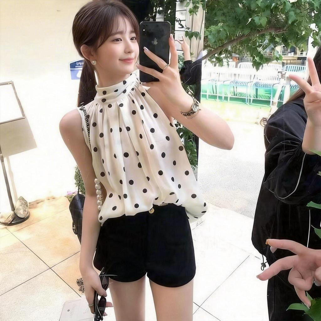 Milyfashion - Chấm Bi Dây Cổ Top Đơn Giản, Thích Hợp Cho Thời Trang Hàng Ngày