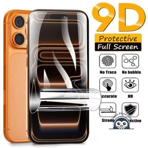 Mềm 1PC 9D Bảo Vệ Toàn Diện Phim Hydrogel Cường Lực Bảo Vệ Cho iPhone 17 Pro Max Air 16E 16 Pro Max 15 14 13 12 Mini 11 Pro Max XR XS Max X 8 7 6s Plus Độ Nét Cao Trong Suốt