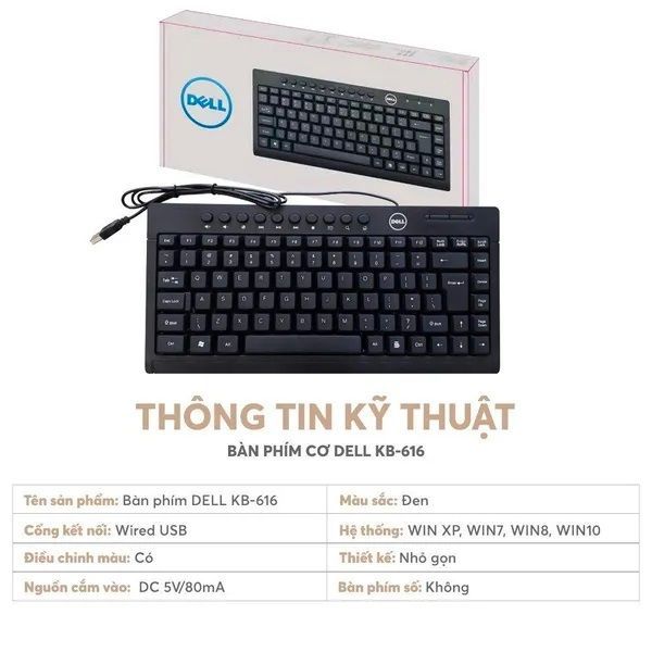 Bàn Phím Có Dây Mini Dell KB211, BK616 và K1000/918. NL | BigBuy360 - bigbuy360.vn