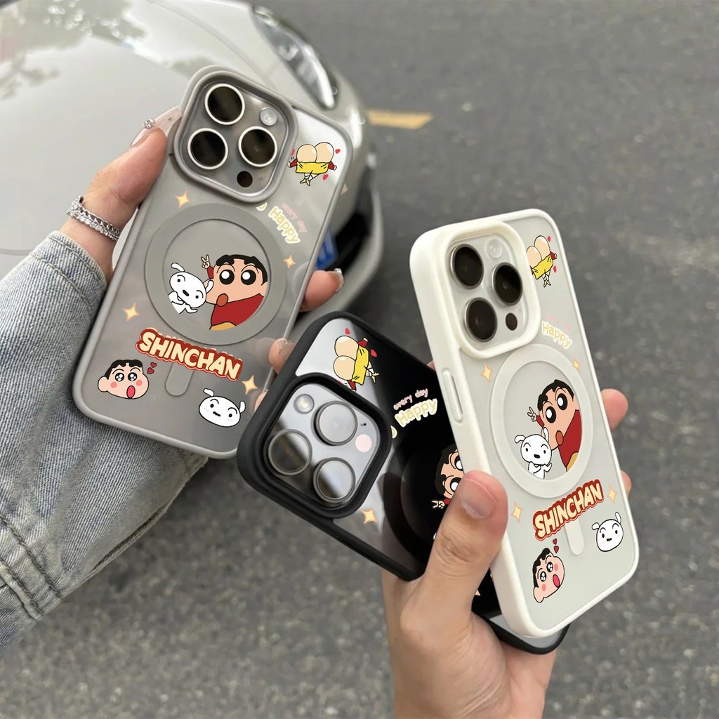 ốp lưng iphone Vỏ nam châm Crayon Shin-chan và Shiro Cho Iphone 17 11 12 13 14 15 Iphone 16 7 xs xr Pro Max Plus