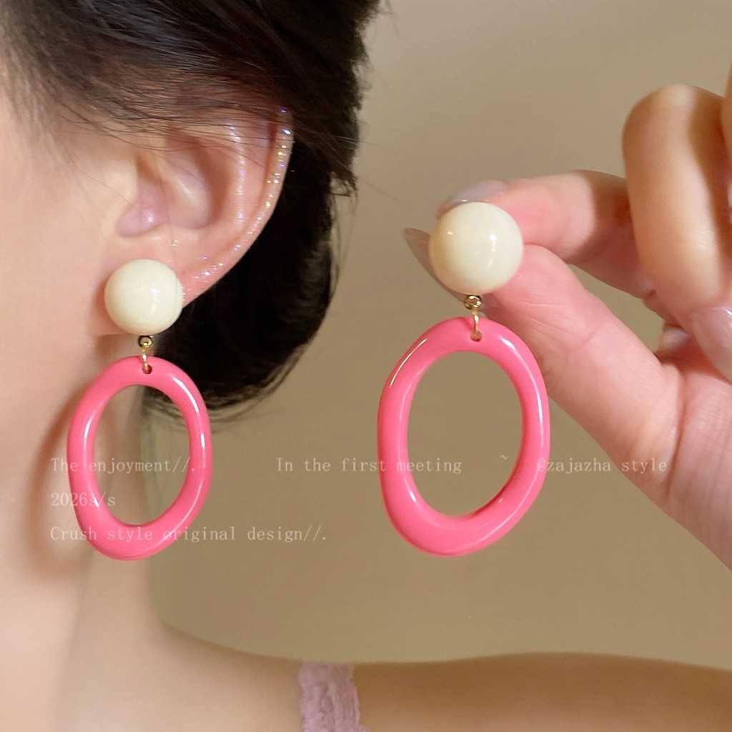 Bông tai hình tròn nhiều màu sắc, thiết kế bãi biển, phù hợp phong cách ngày lễ