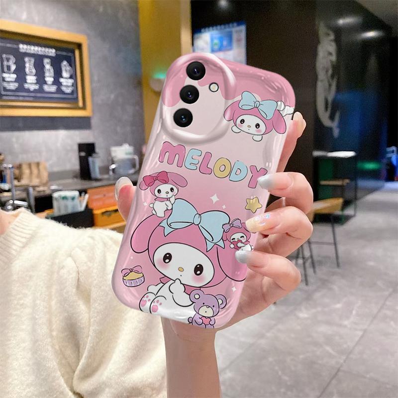 Ốp Cho Samsung A04S A05S A13 5G A14 A15 A16 A17 A25 A35 A55 A56 Phụ Kiện Silicon Hoạt Hình Kem 3D TPU Mềm Sanrio My Melody Vỏ Điện Thoại Chống Sốc