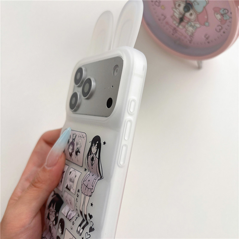 IPhone 17 Pro Max Tai thỏ họa tiết nhân vật hoạt hình Vỏ điện thoại chất liệu TPU