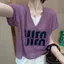Áo Cotton Ngắn Tay Nữ Mùa Hè In Chữ Phù Hợp Mặc Hàng Ngày