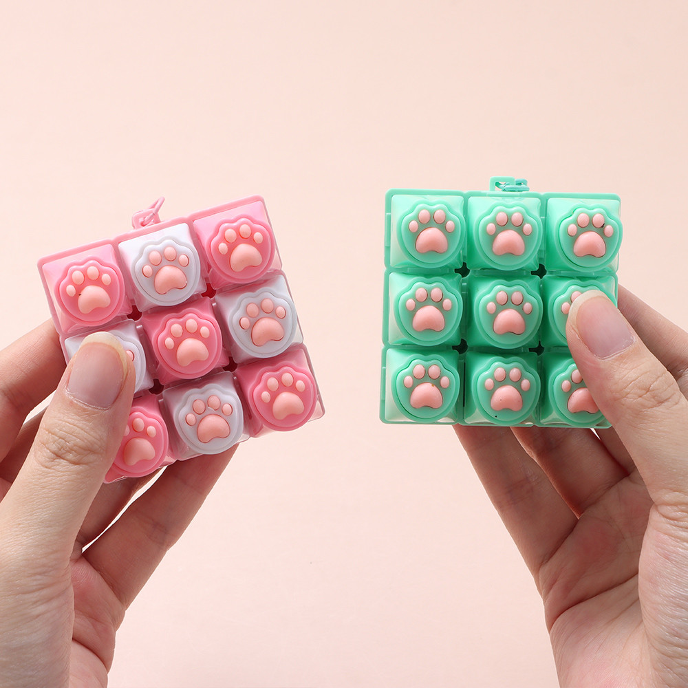 SAIA Móc khóa fidget hình mèo, bàn phím 9 nút bấm, đồ chơi giảm căng thẳng, DIY, thư giãn ngón tay