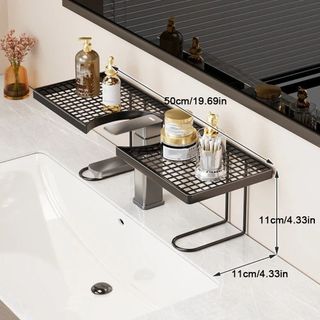 Giá lưu trữ phòng tắm SENRTY, Kệ lưu trữ vòi thoát nước bằng lưới, Phong cách hiện đại Đơn giản Không khoan Đa năng Mặt bàn sắp xếp Bồn rửa phòng tắm