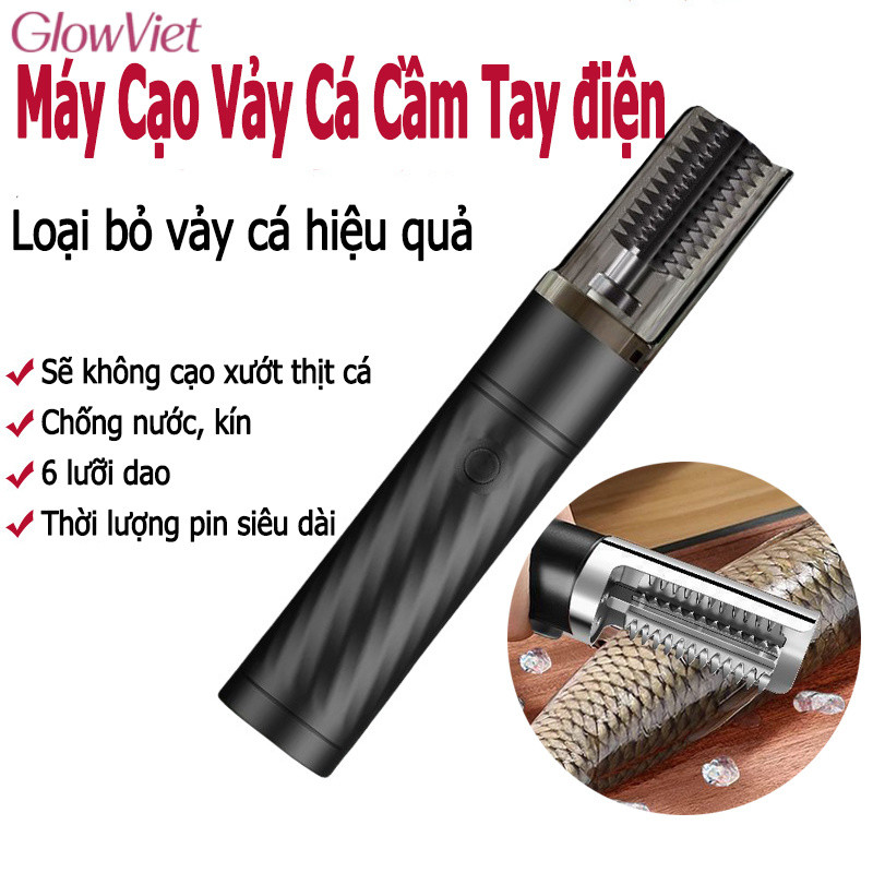 Máy Đánh Vảy Cá Cầm Tay,Chống Nước, Lưỡi Inox,Tự động Tẩy Vảy Cá, Có Thể Sạc,Lưỡi dao đa năng 6 mặt